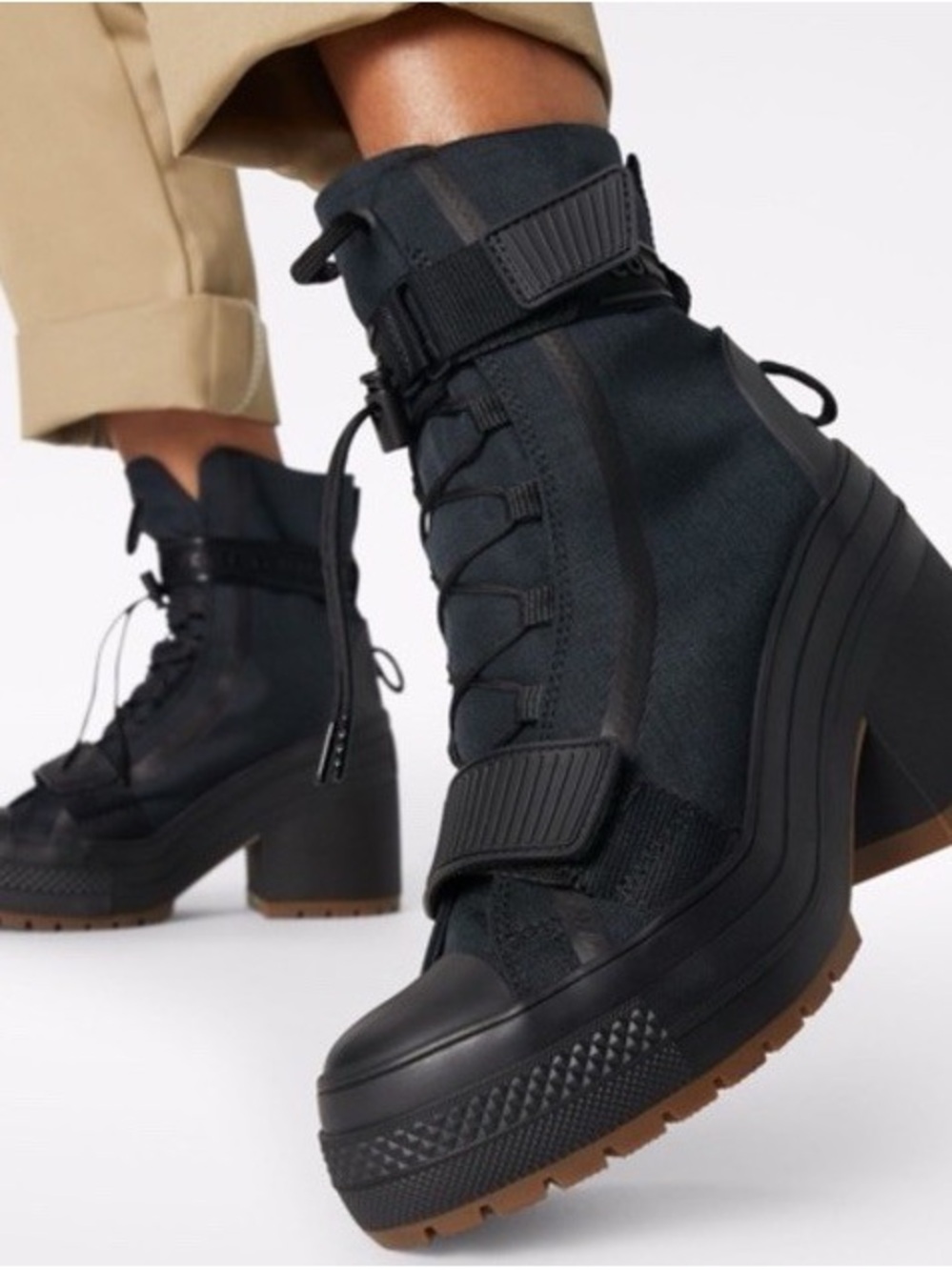 Converse Black Chunky Lace-Up Combat Boots